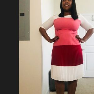Hugo Boss Colorblock Pleated Crepe Dress Sz. 6